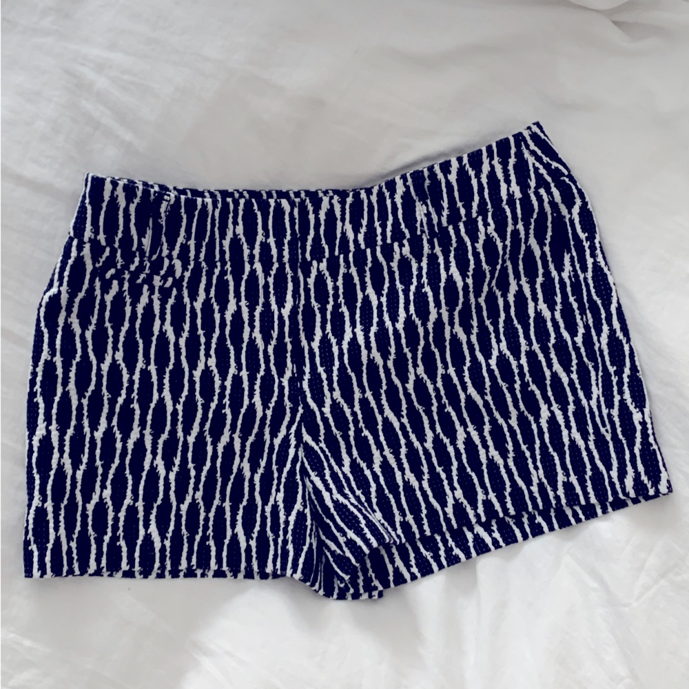 LOFT Navy White Geometric Riviera Knit Shorts
